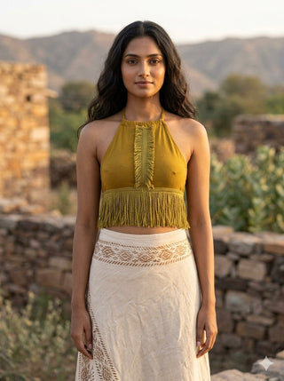 Amra Fringe Halter Top