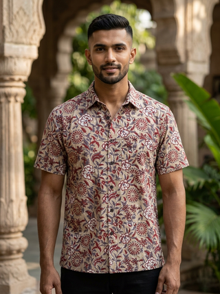 Arjit Shirt Floral Handblock Printed – Boho Casual Wear