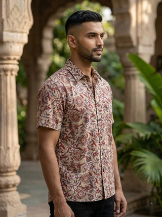 Arjit Shirt Floral Handblock Printed – Boho Casual Wear