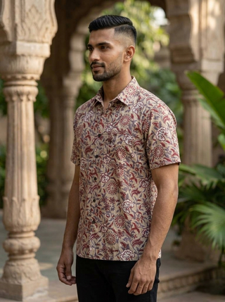 Arjit Shirt Floral Handblock Printed – Boho Casual Wear