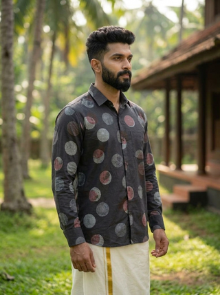 Aarush Polka Block Print Shirt