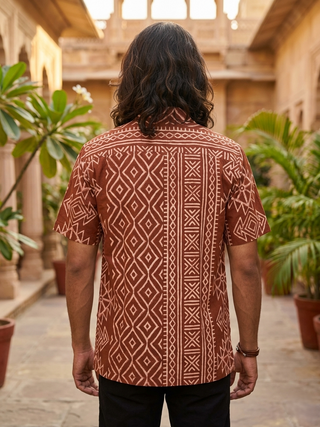 Tribal block print  Cotton Half Sleeeve Shirt