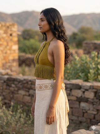 Amra Fringe Halter Top