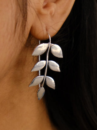 leaf model silver earring jewelry