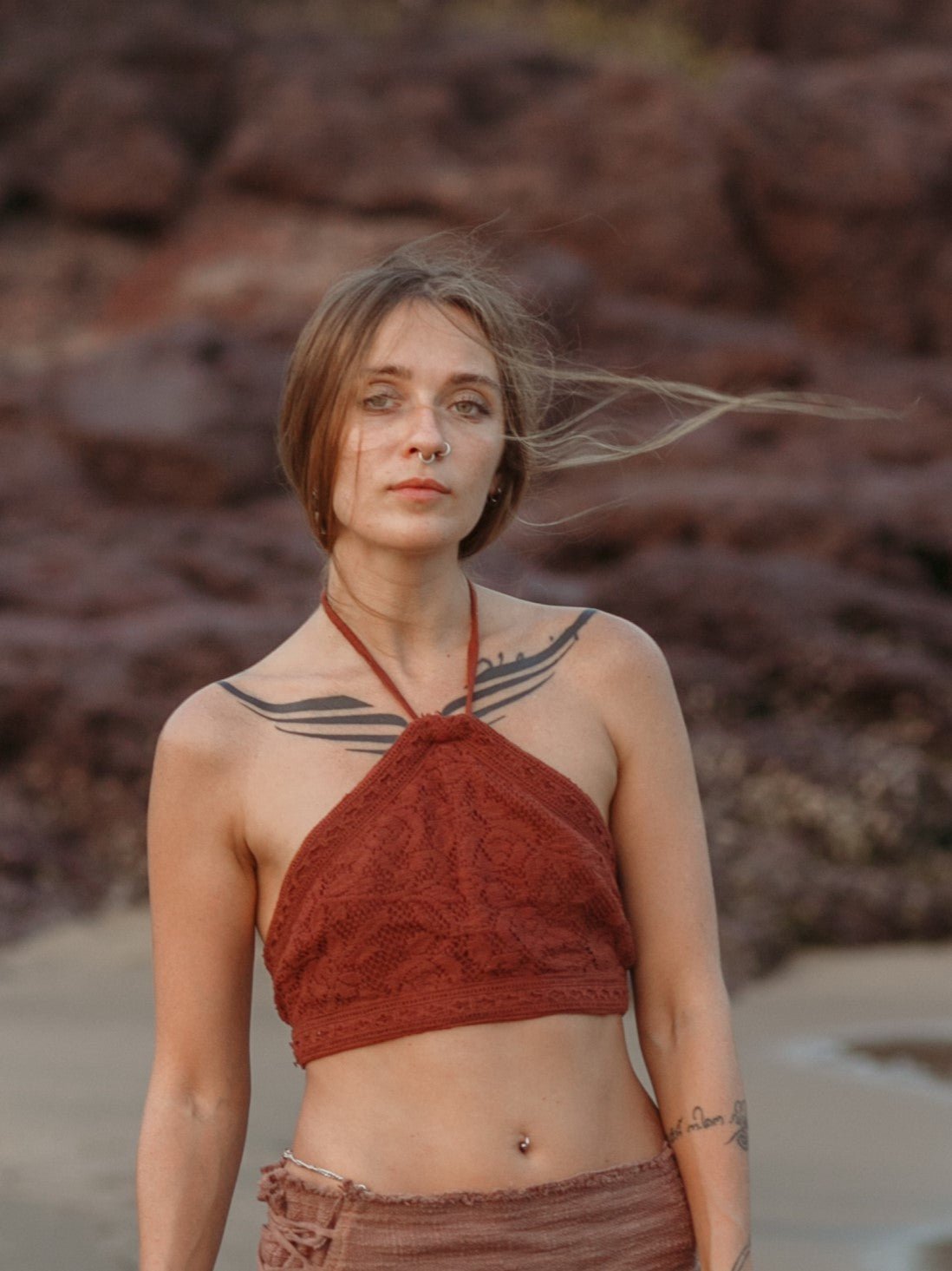 Mesh Lace Crop Top - Crystal Heal