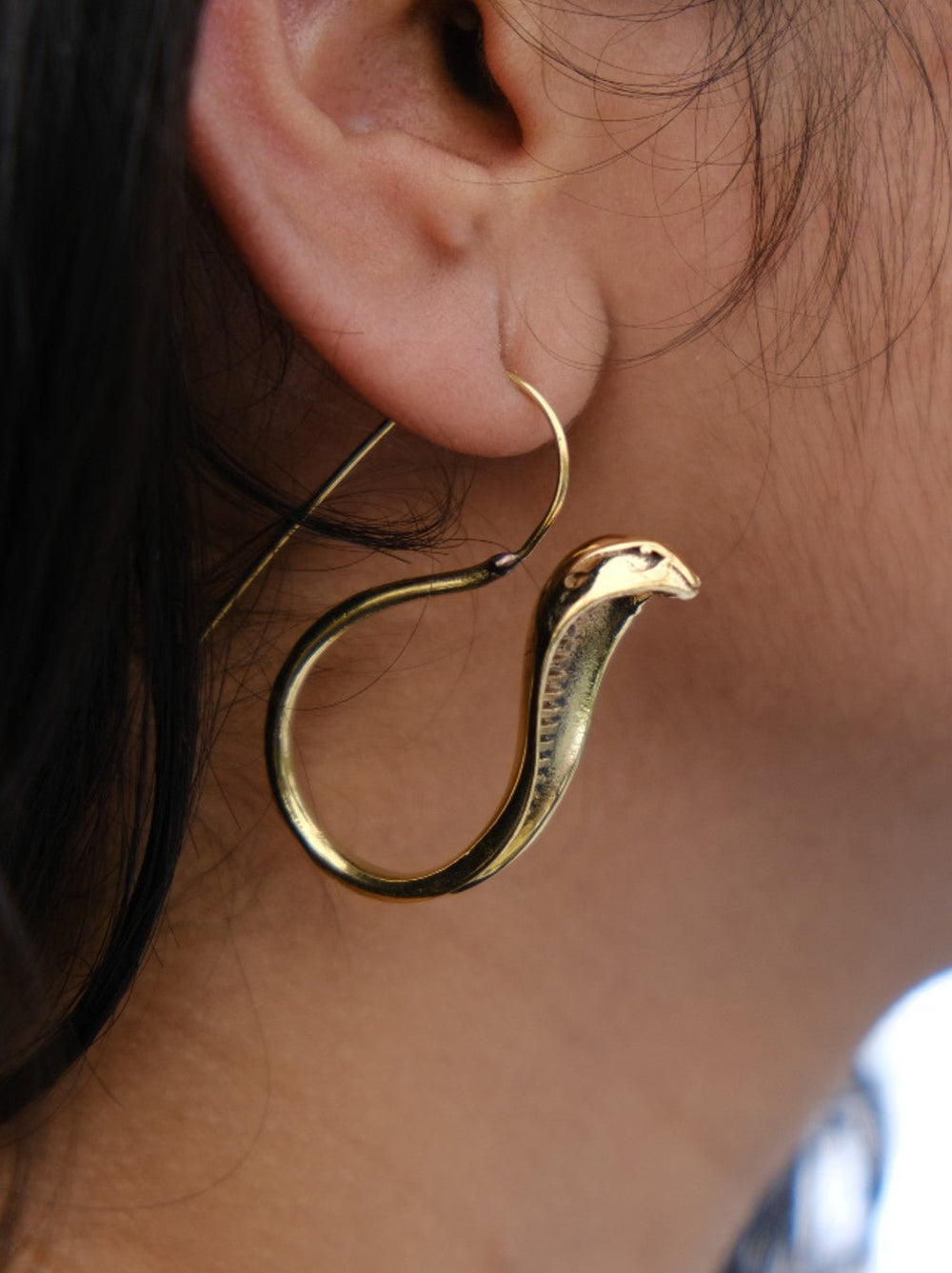 snake model gold plated tribal earring