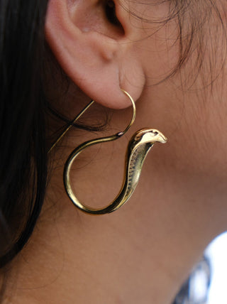 snake model gold plated tribal earring 