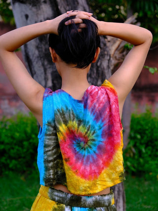 Rainbow tie - dye crop top - Crystal Heal