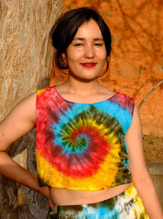 Rainbow tie - dye crop top - Crystal Heal