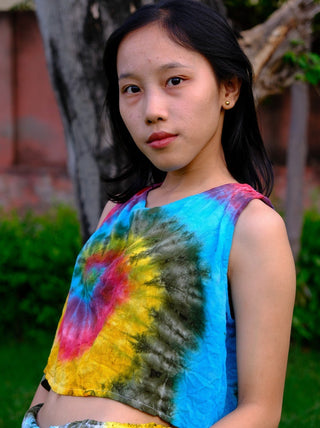 Rainbow tie - dye crop top - Crystal Heal