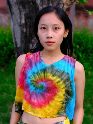 Rainbow tie - dye crop top - Crystal Heal