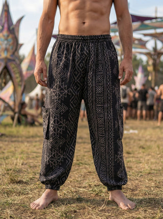 veda Cargo Pants with Tribal Geometric Print