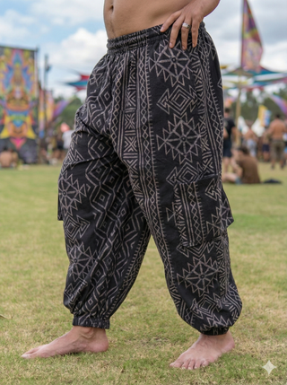 veda Cargo Pants with Tribal Geometric Print