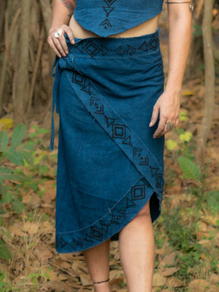 Indigo wrap skirt